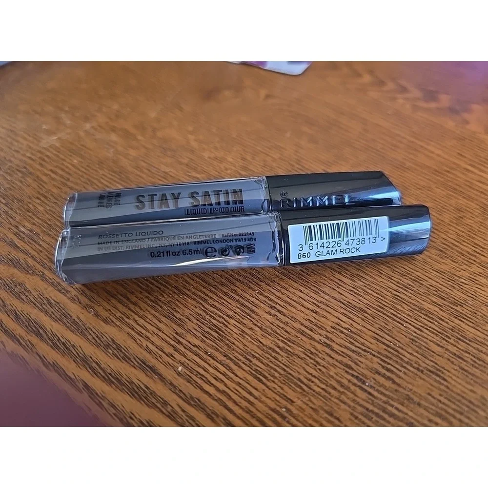 Lot Of 2 tube‎ lot RIMMEL STAY SATIN LIQUID LIP COLOUR 860 GLAM ROCK